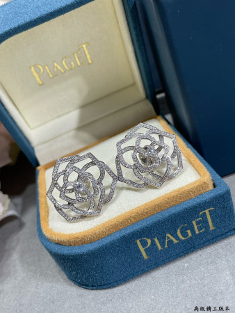piaget fully Di*m*nd-encrusted hollow rose earrings