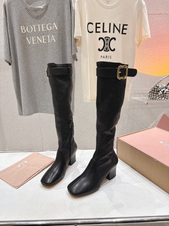 UA Miu Miu Nappa Leather Boots With Buckle 7cm Heel