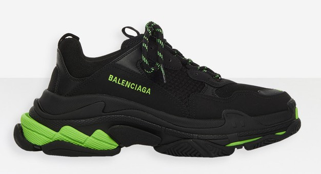 Balenciga Triple S Black and Neon Green