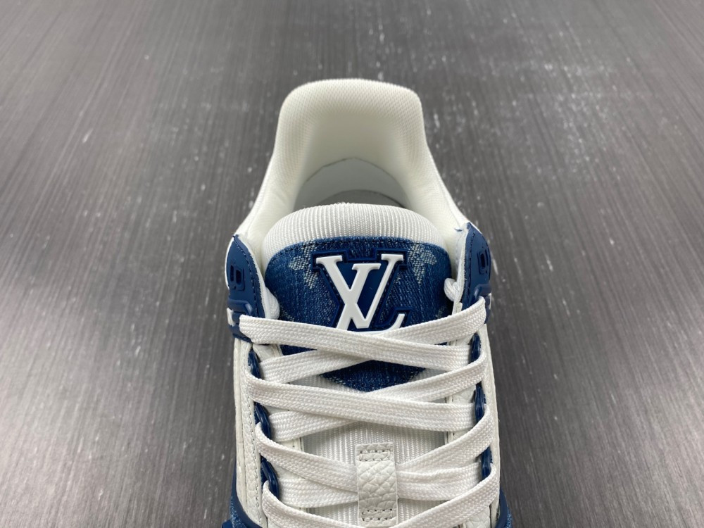1V Trainer Monogram Denim White Blue