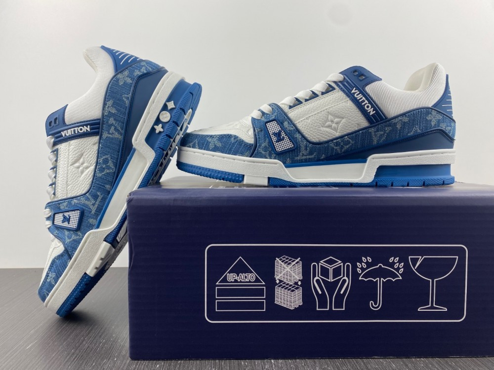 1V Trainer Monogram Denim White Blue