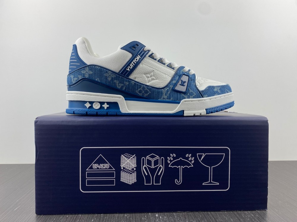1V Trainer Monogram Denim White Blue