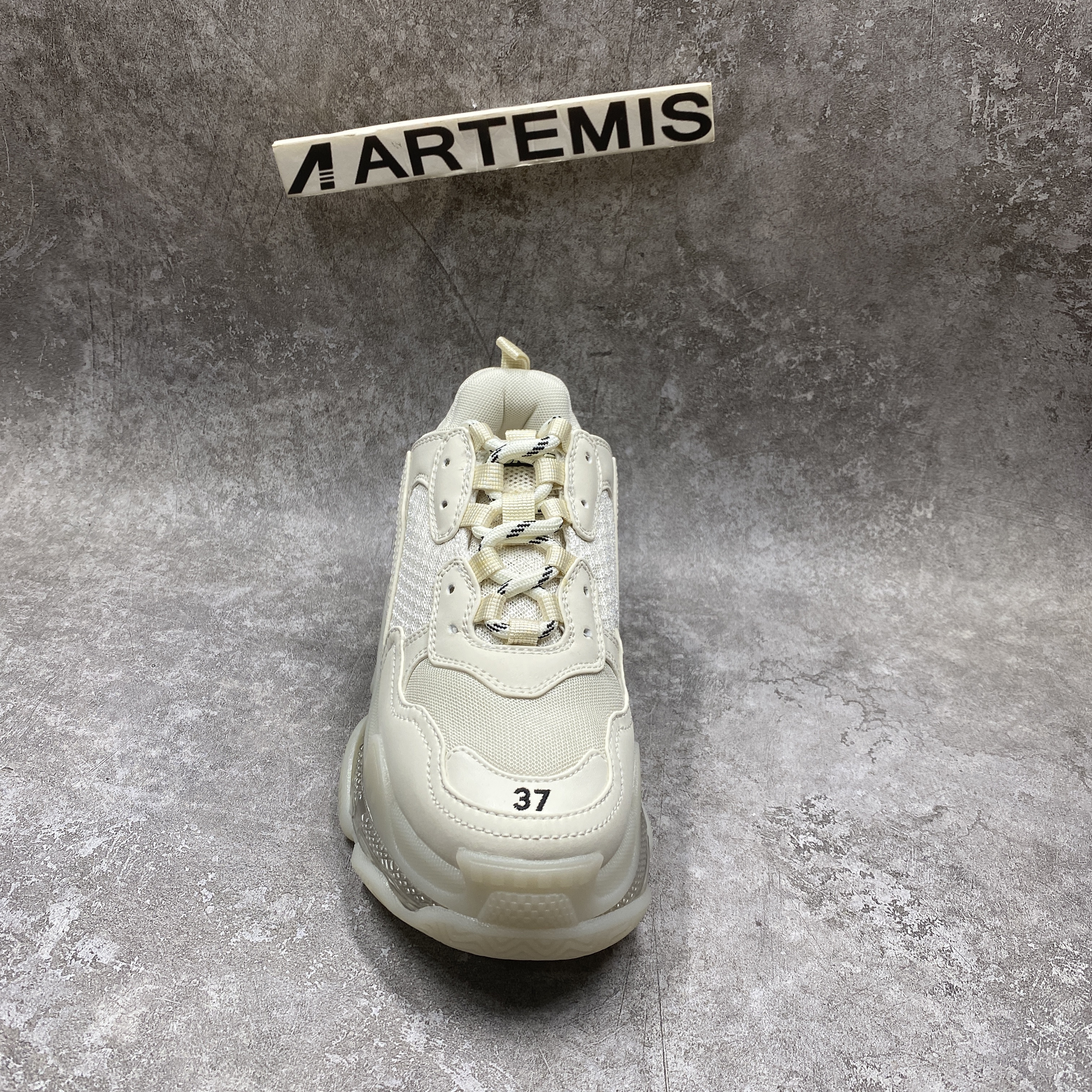 Balencag  Off-White Clear Sole Triple S Sneakers