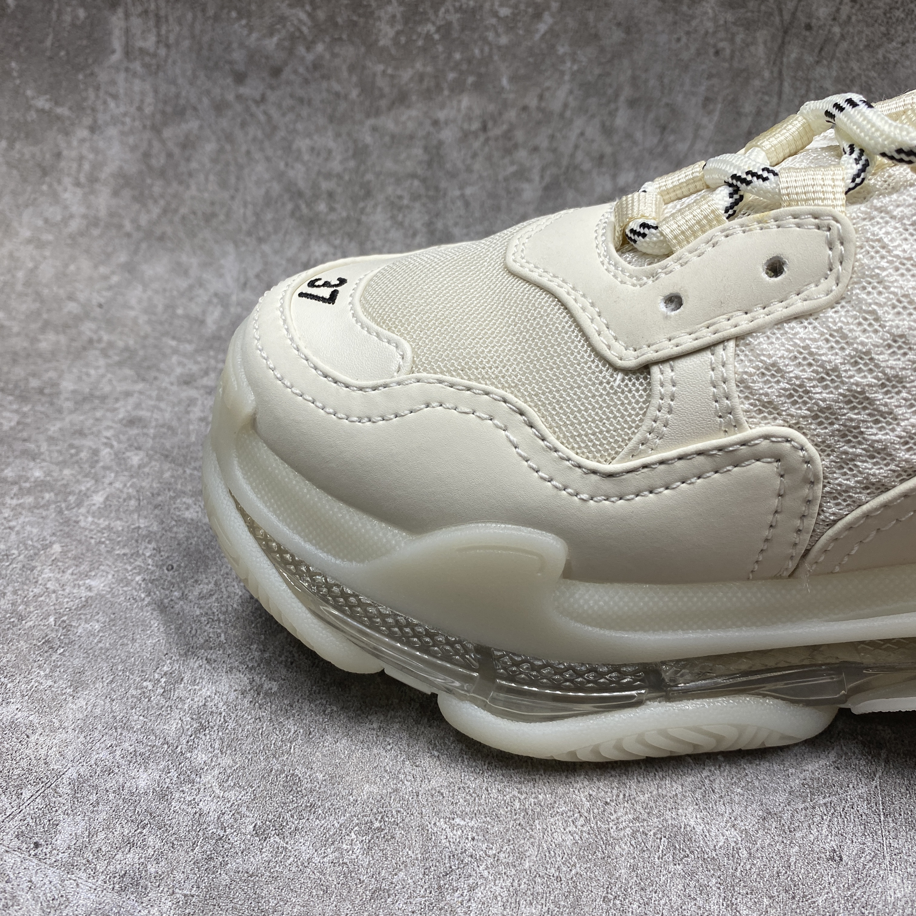 Balencag  Off-White Clear Sole Triple S Sneakers