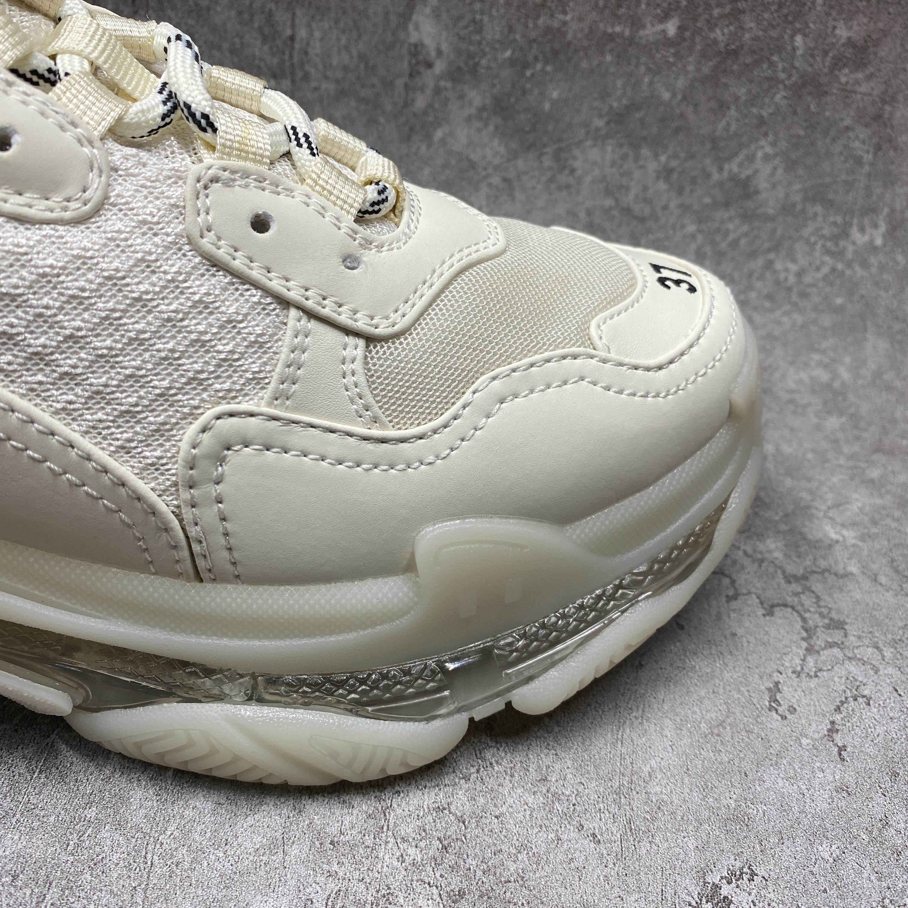 Balencag  Off-White Clear Sole Triple S Sneakers