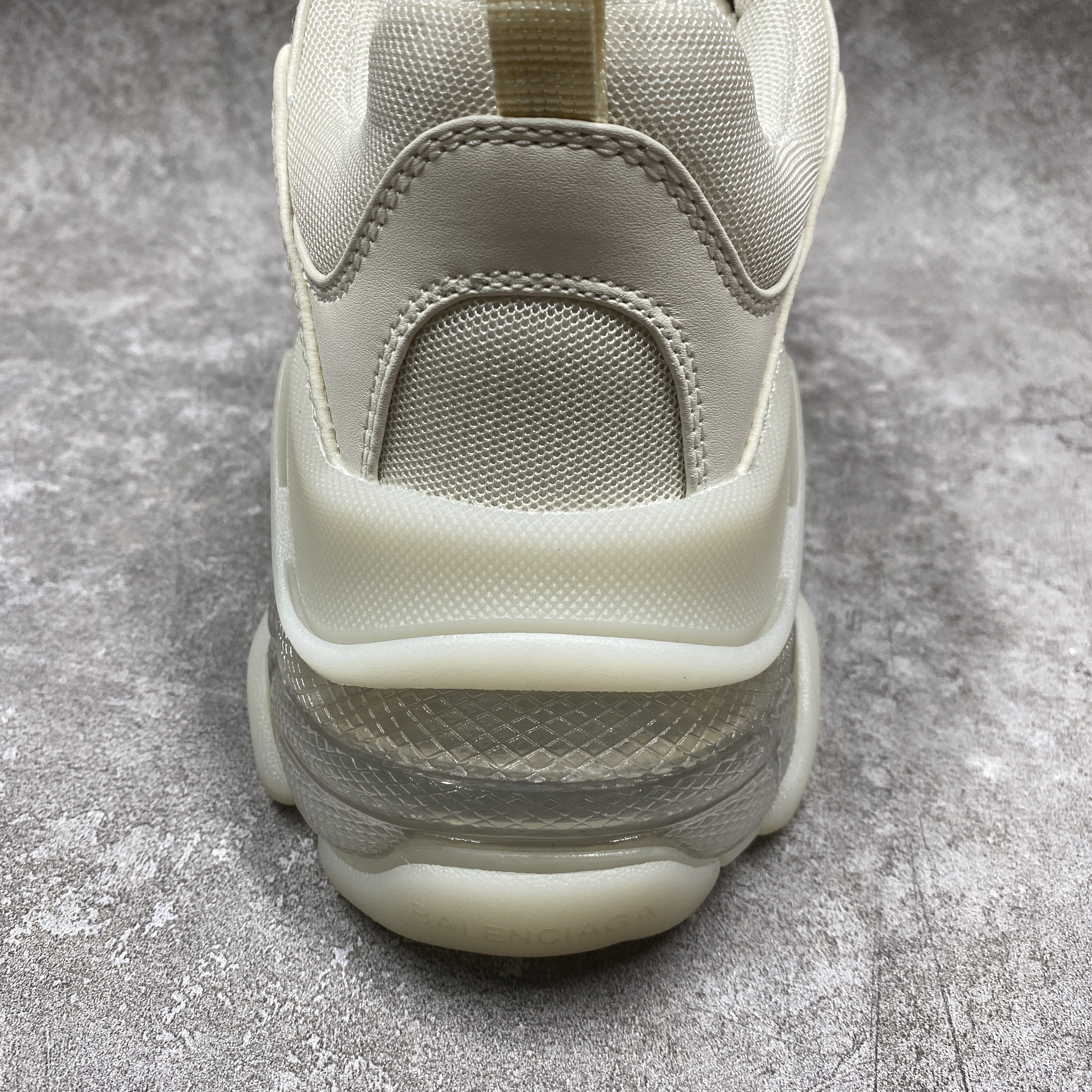 Balencag  Off-White Clear Sole Triple S Sneakers
