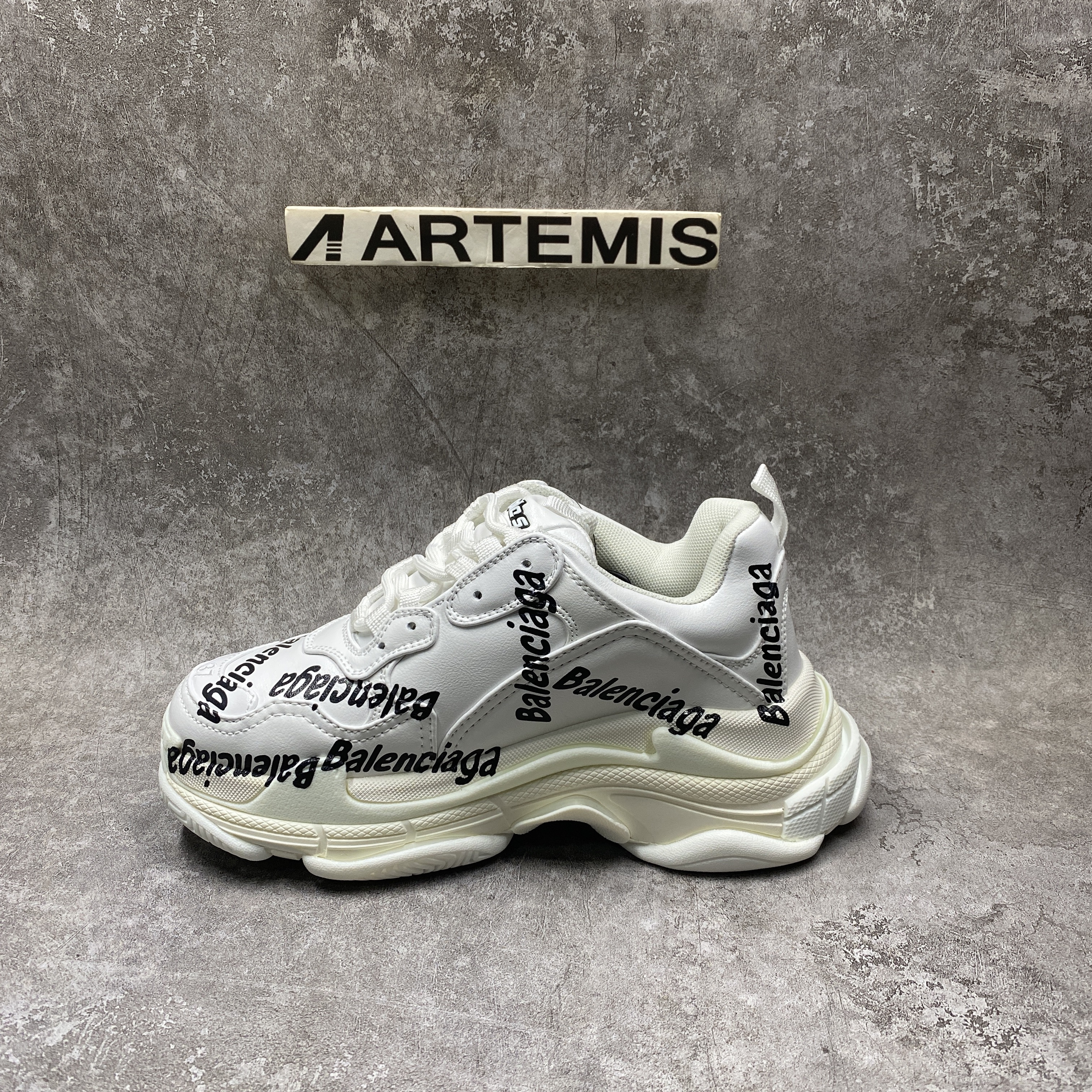 Balenciga Triple S Logotype Sneaker in White