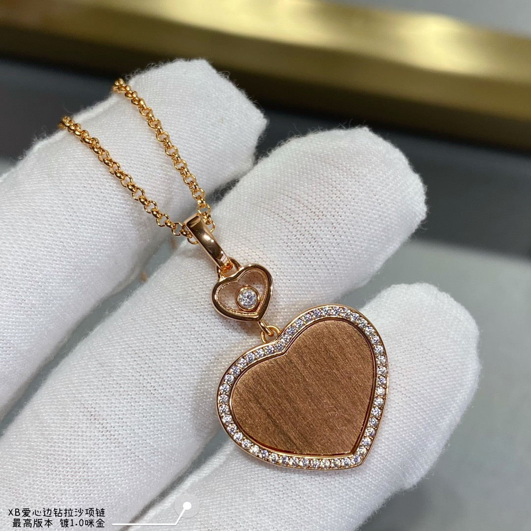 chopard heart-shaped edge Di*m*nd brushed necklace