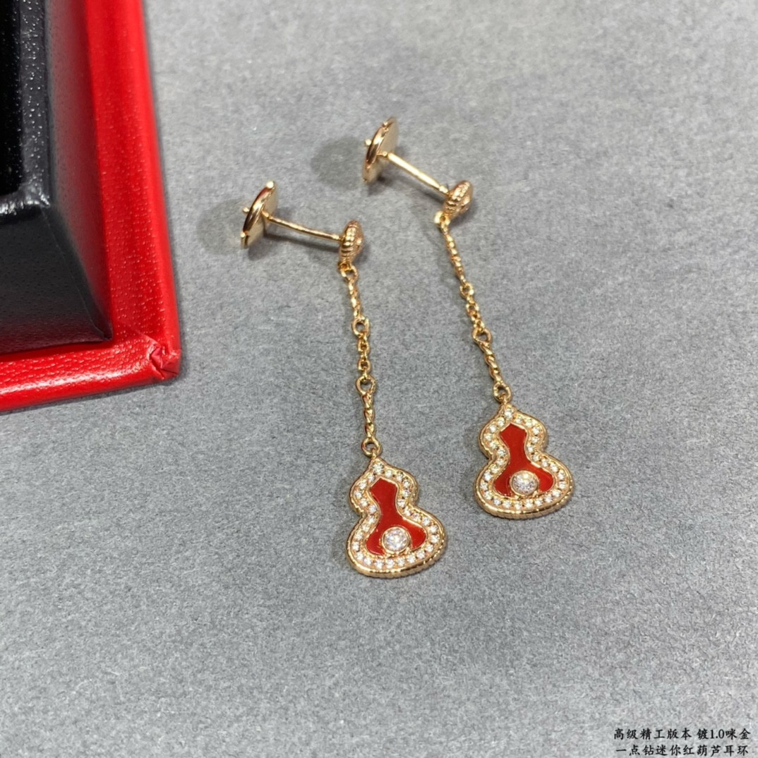 qeelin mini Di*m*nd red gourd earrings