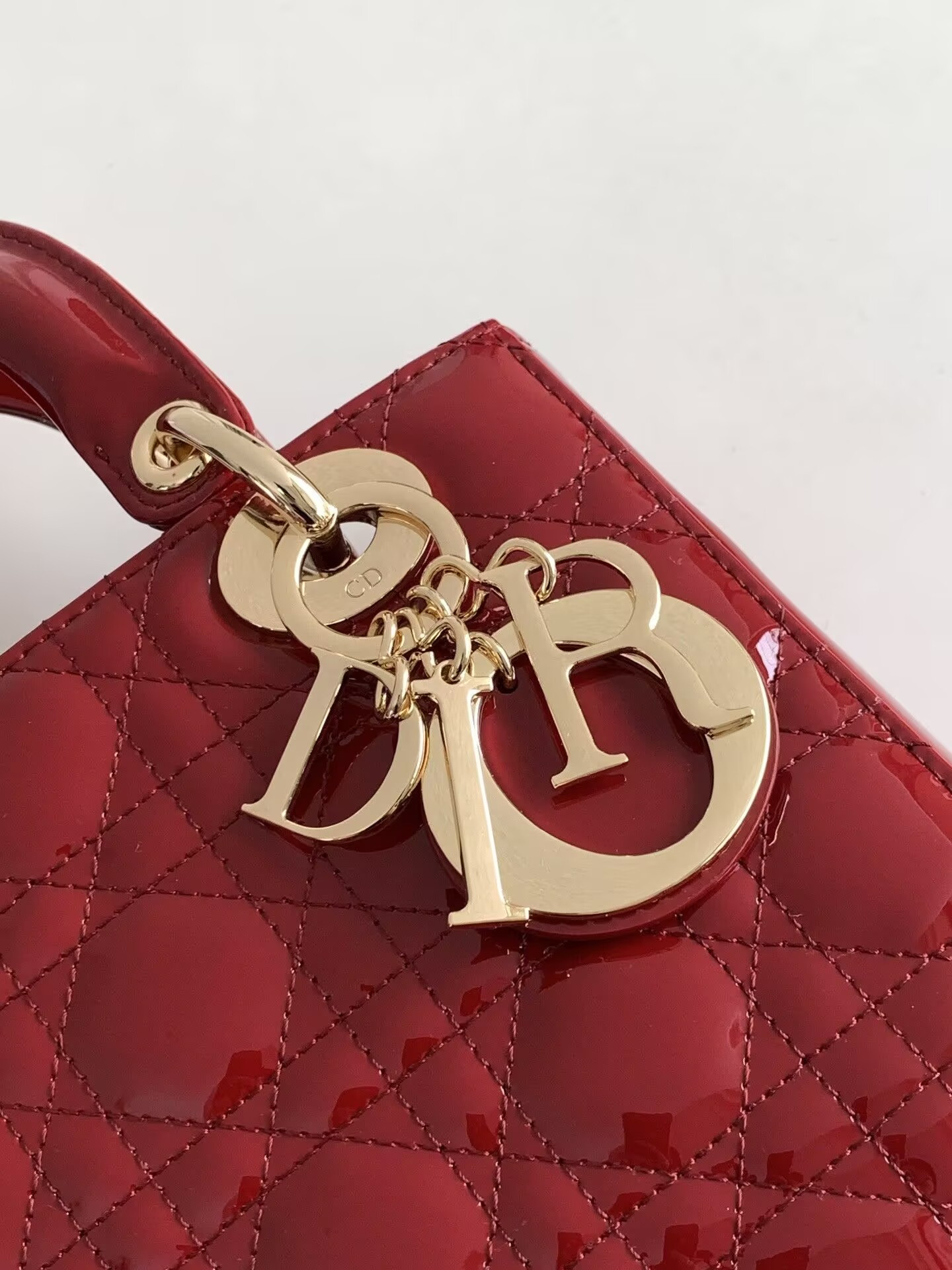 small lady D*or my abcD*or bag red patent 8 x 6.5 x 3 inches