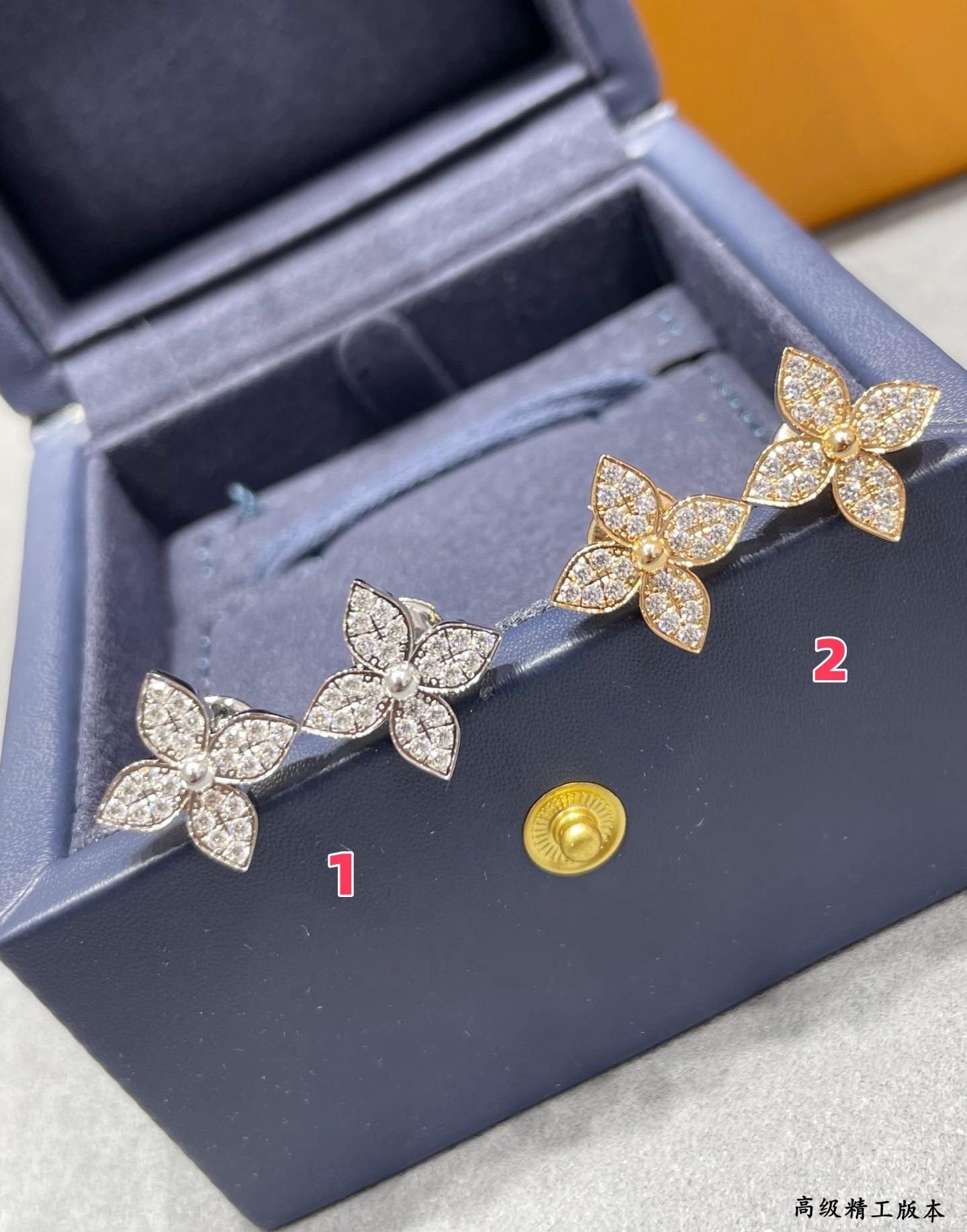l0*is v*t0n single flower full Di*m*nd earrings