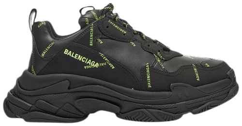 Balenciga Triple S Allover Logo Black Green