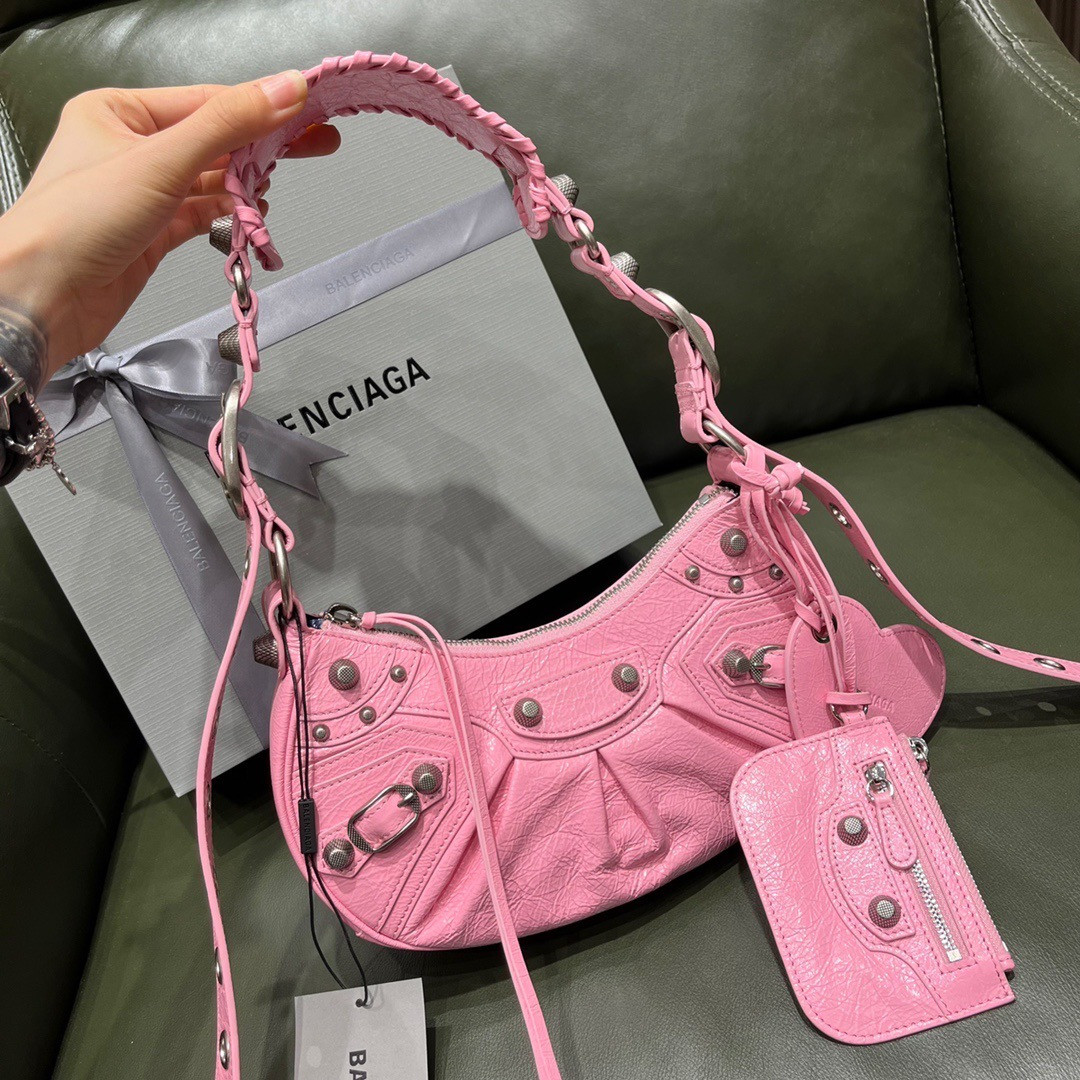 WOMEN'S LE CAGOLE XS SHOULDER BAG METALLIZED IN PINK