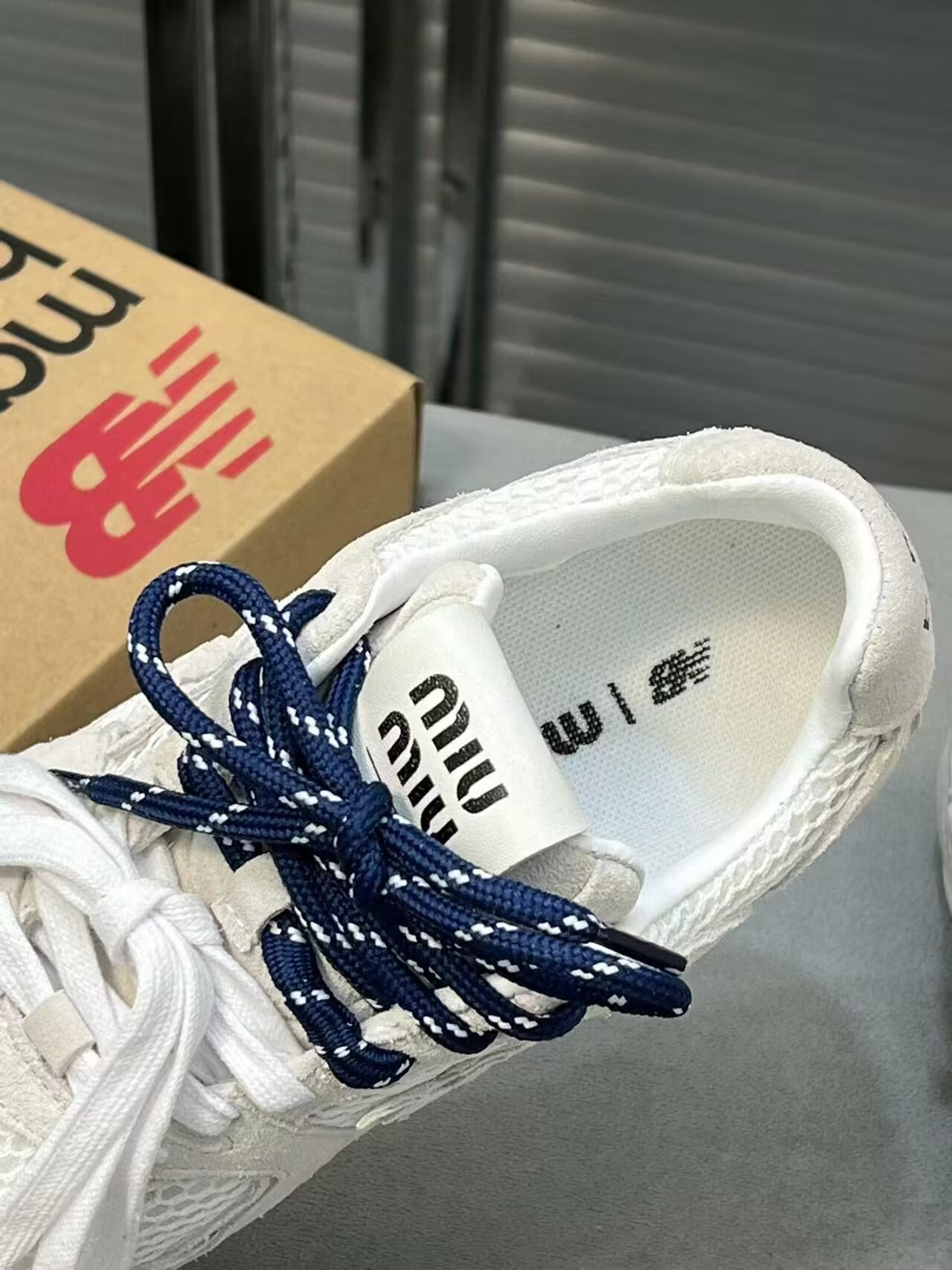 UA Miu Miu x New Balance 530 SL suede and mesh sneakers