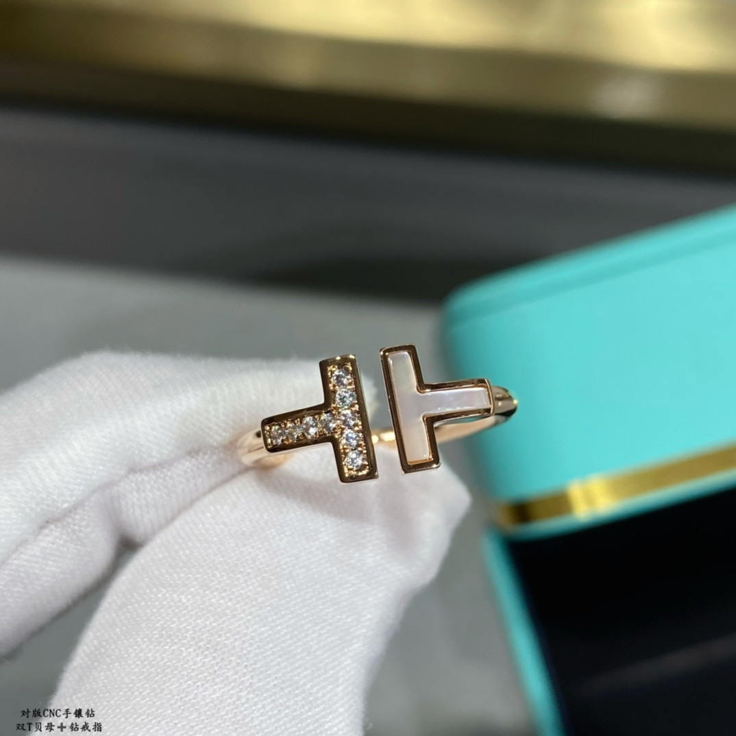 t*f*ny & co. double t mother-of-pearl & Di*m*nd ring
