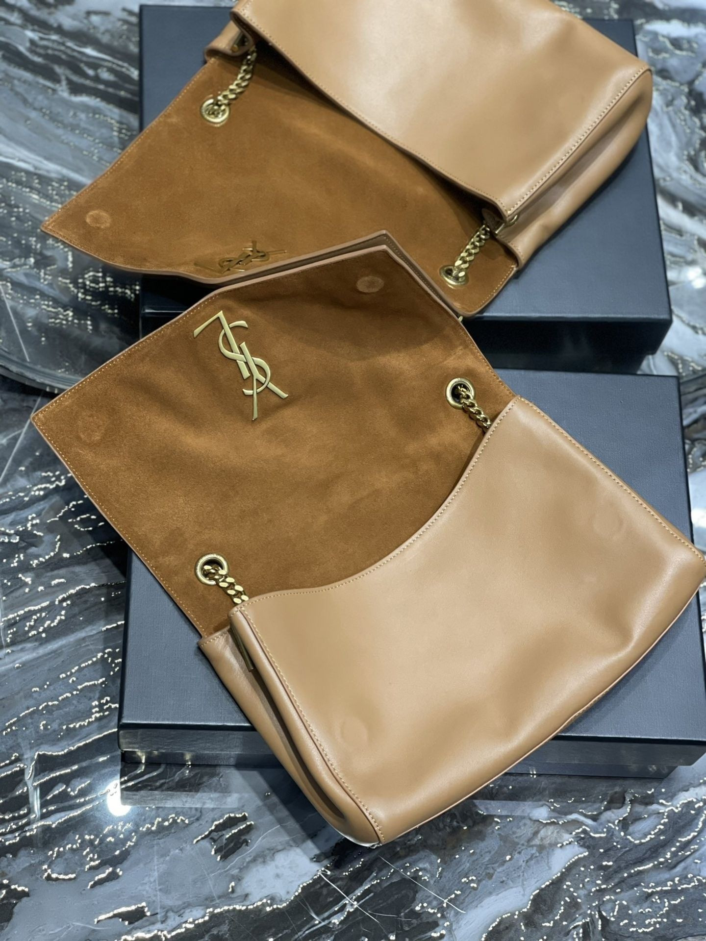 Y*L kate reversible suede and leather shoulder bag 28.5x20x6cm