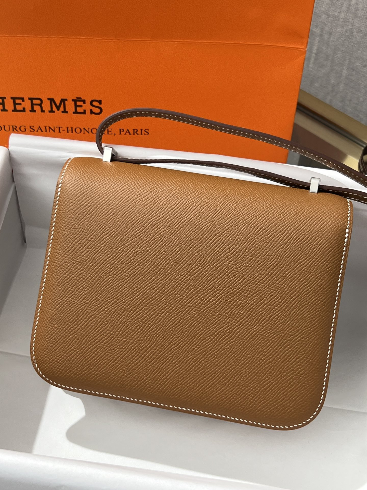 H**mes constance 24  epsom leather silver hardware 9.4"x5.9"x3"