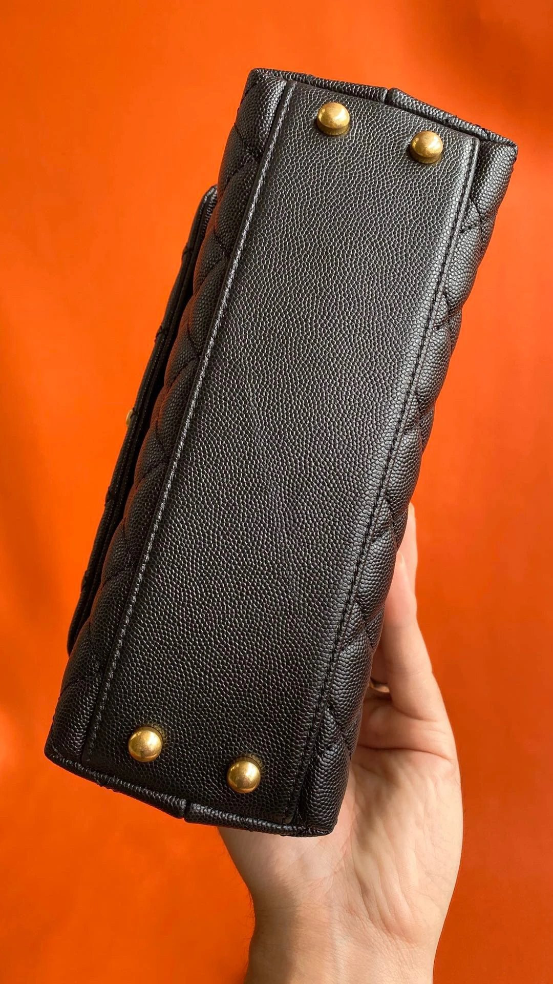 Ch*el flap bag with top handle