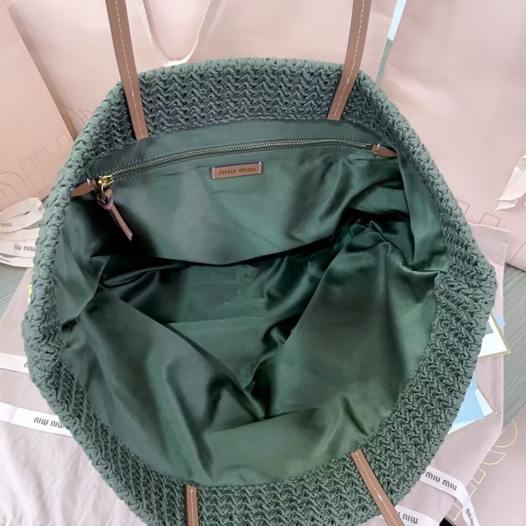 Miu Miu Raffia-effect woven tote bag 40x34x16cm
