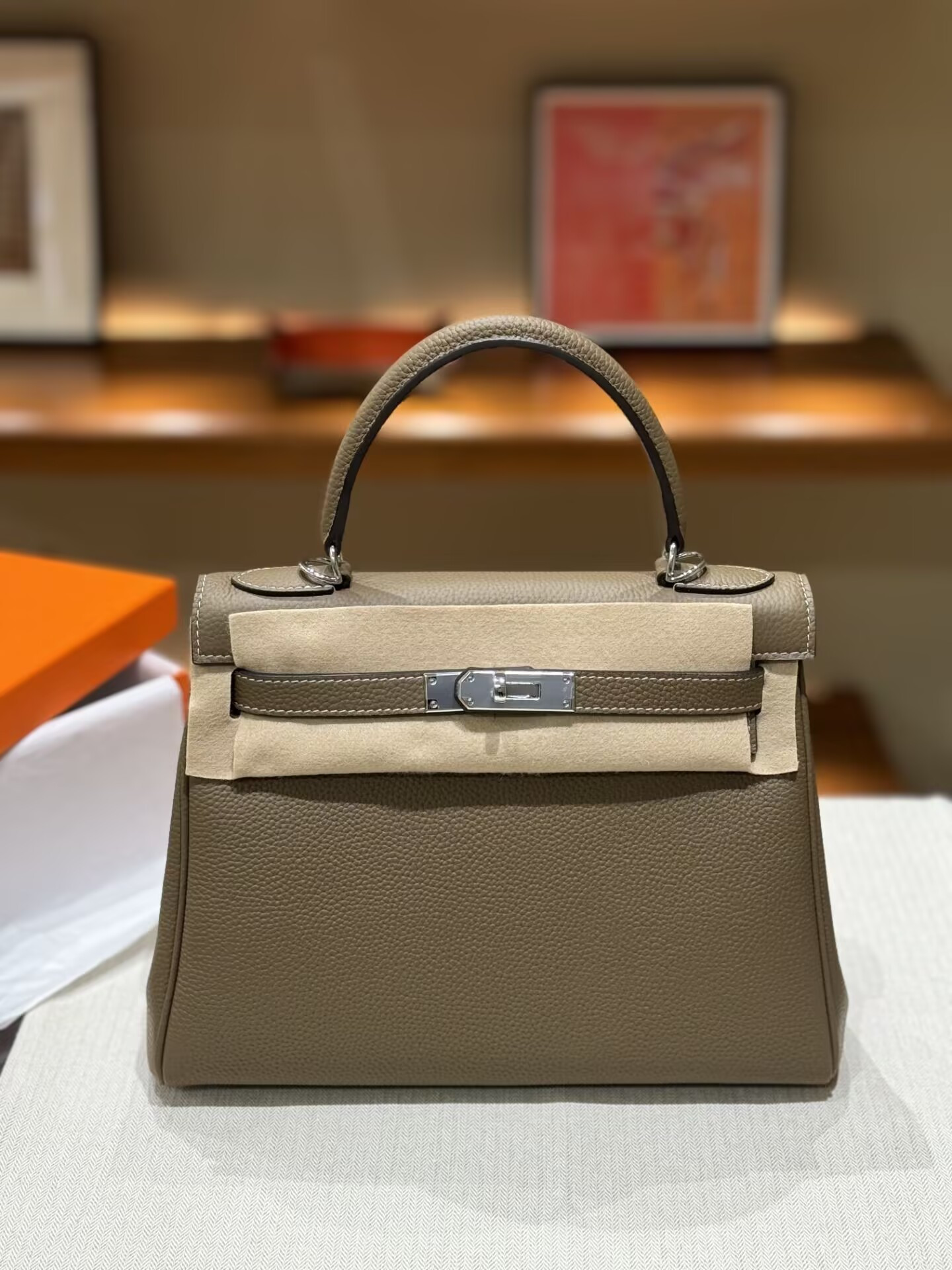HERMÈS Kelly Silver-tone Hardware 25 28