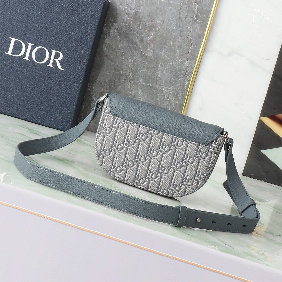 D*or mini saddle messenger bag with flap 19.5x13x4.3cm