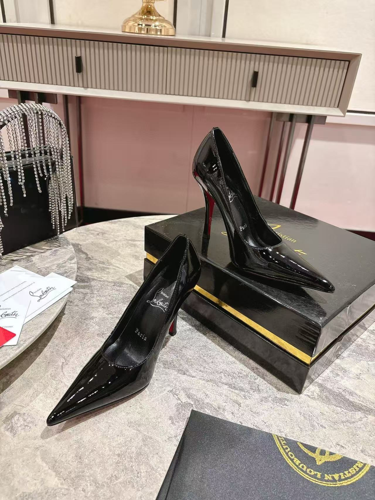 ua Ch**an louboutin cl red-bottom shoes 10cm heel
