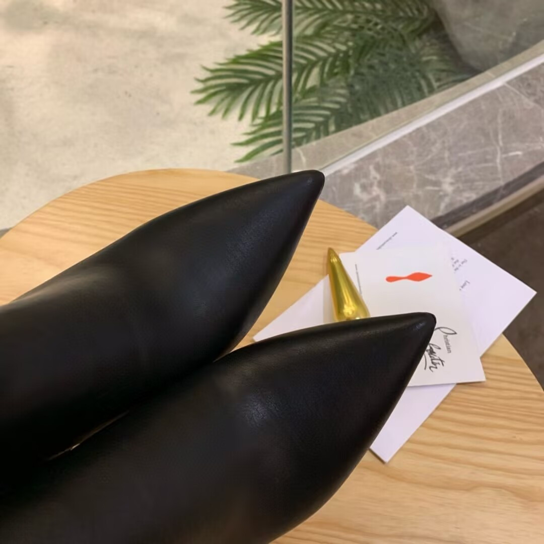 ua Ch**an louboutin miss z booty 100 mm low boots calf leather black