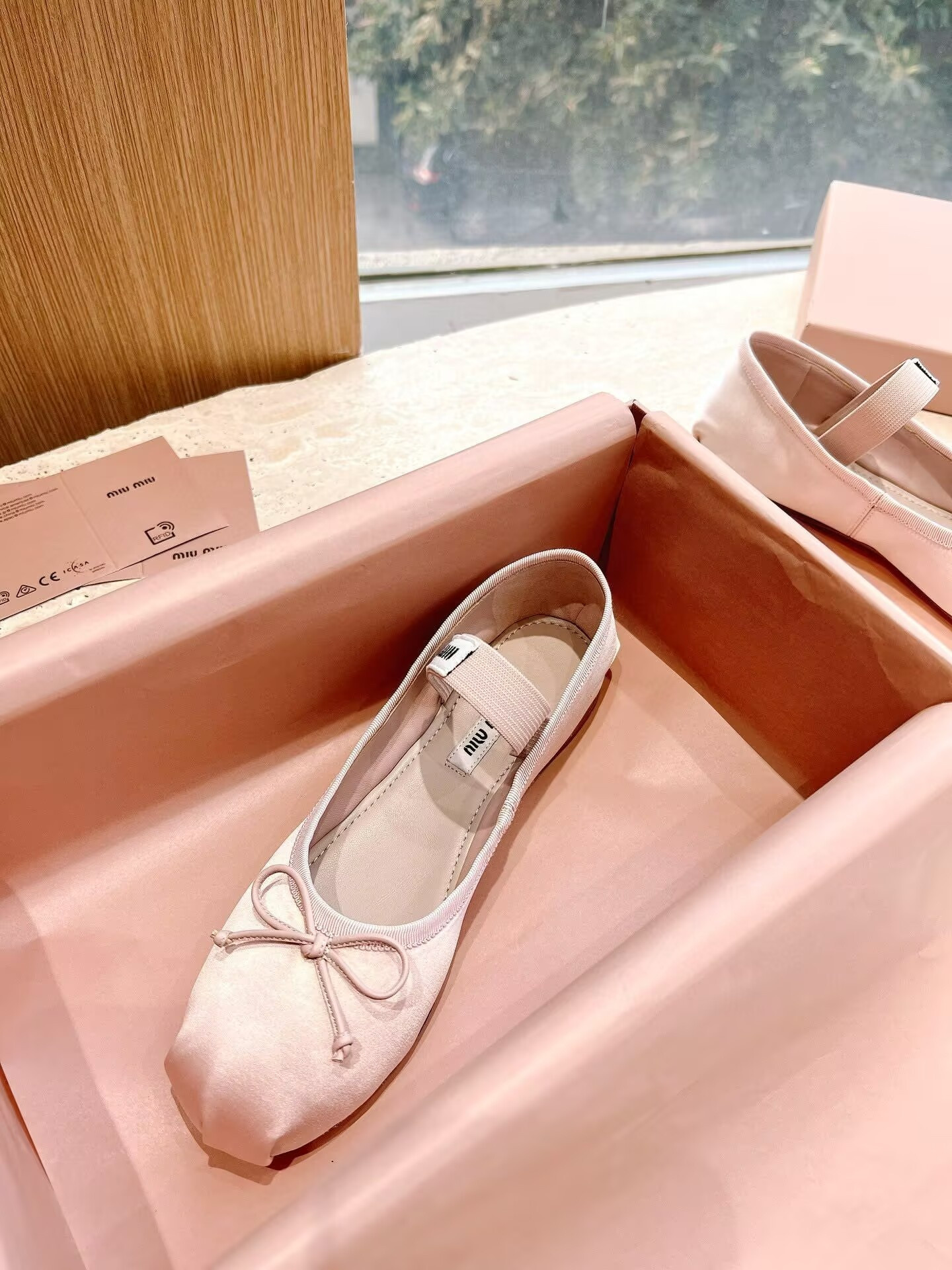 UA Miu Miu Satin Ballerinas
