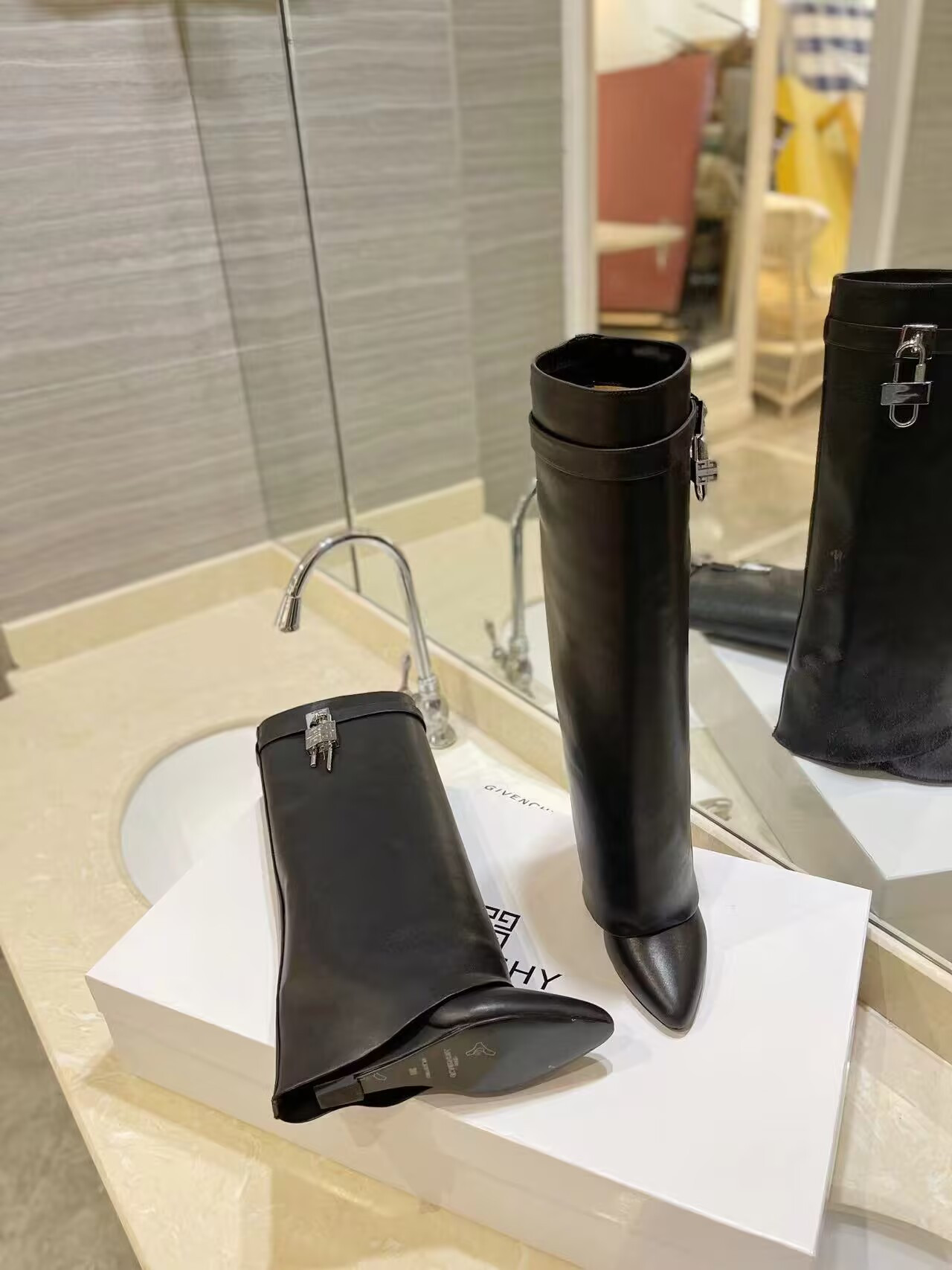 UA Givenchy Shark Lock boots in leather