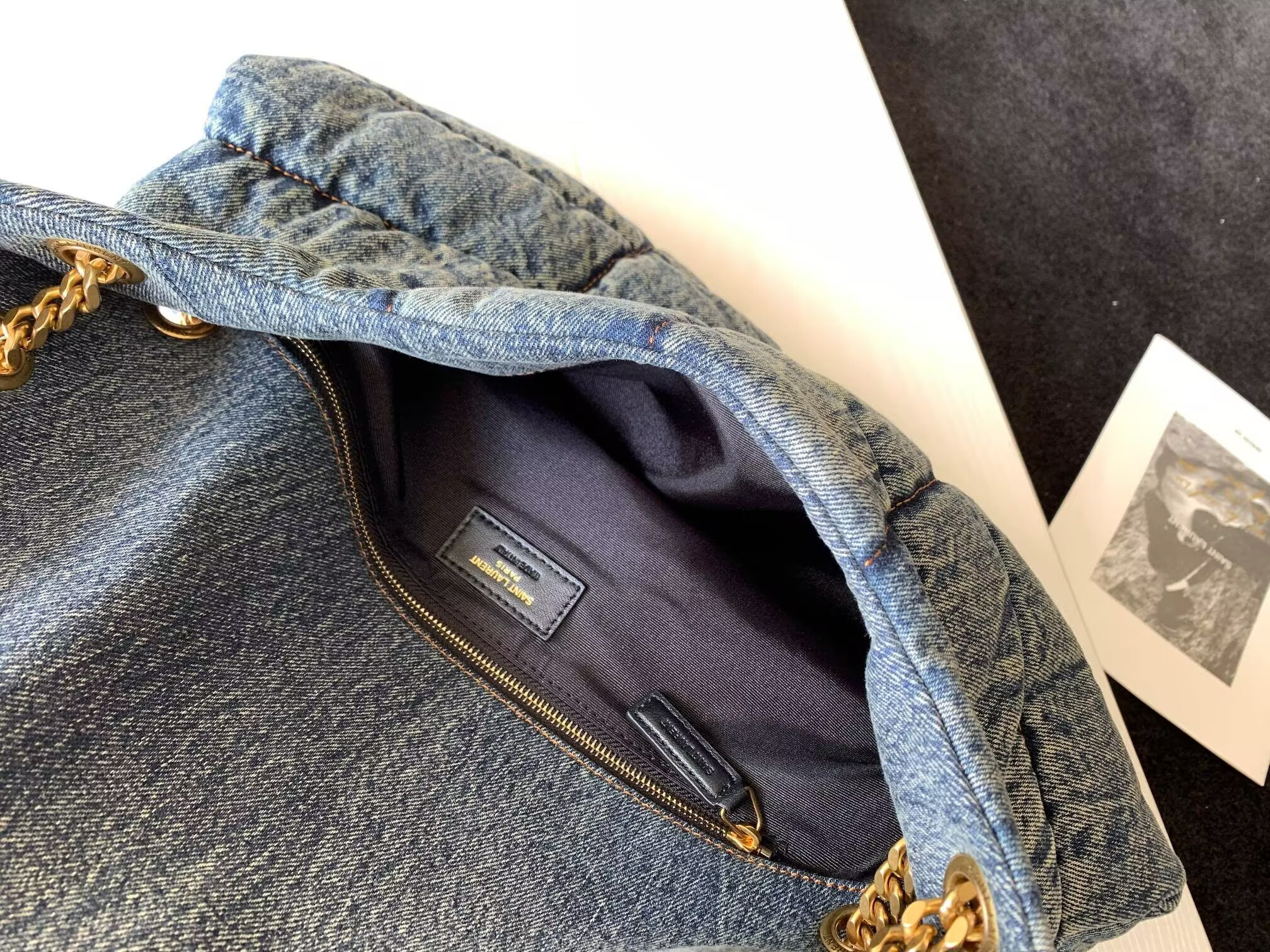 Y*L puffer in suede and denim 35x23x13.5cm