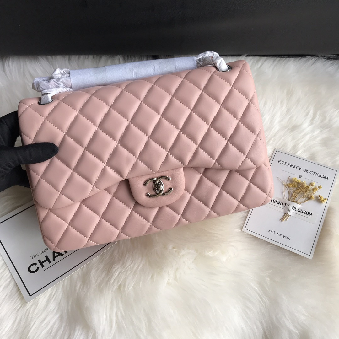Ch*el classic flap jumbo 30cm cf pink silver 7.6 × 11.7 × 3.9 in