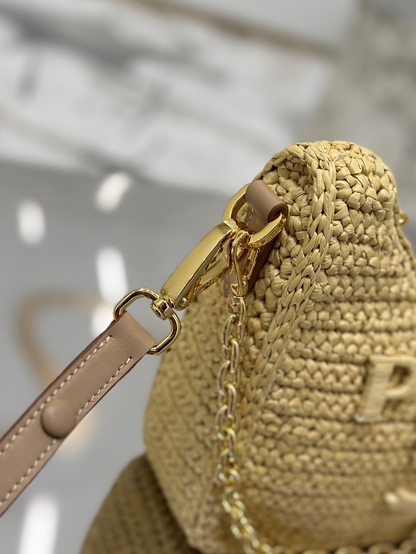 Pra*a re-edition crochet mini-bag color natural
