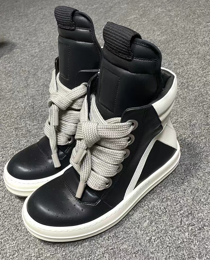 UA Rick Owens Geobasket High Black White 21ss