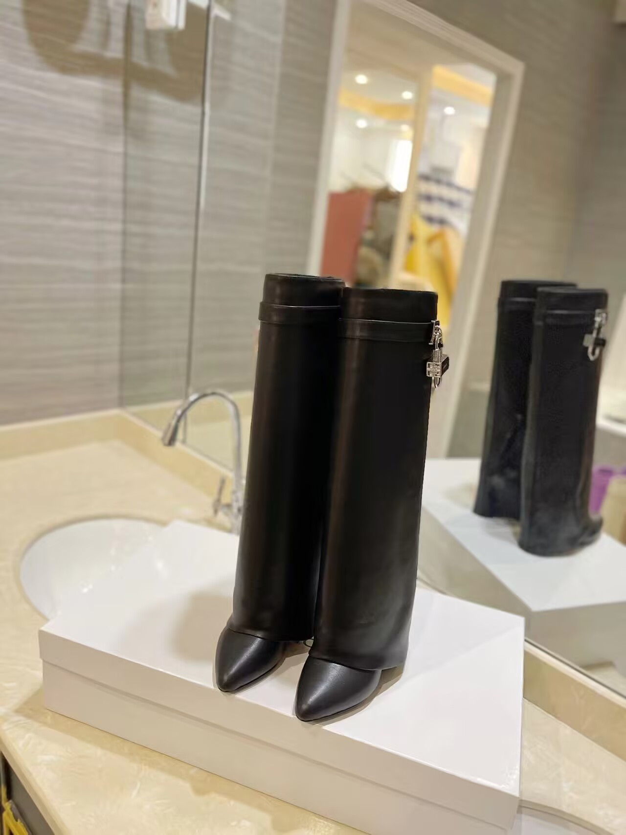 UA Givenchy Shark Lock boots in leather