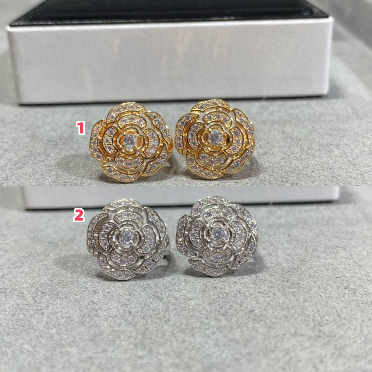 Ch*el camellia earrings
