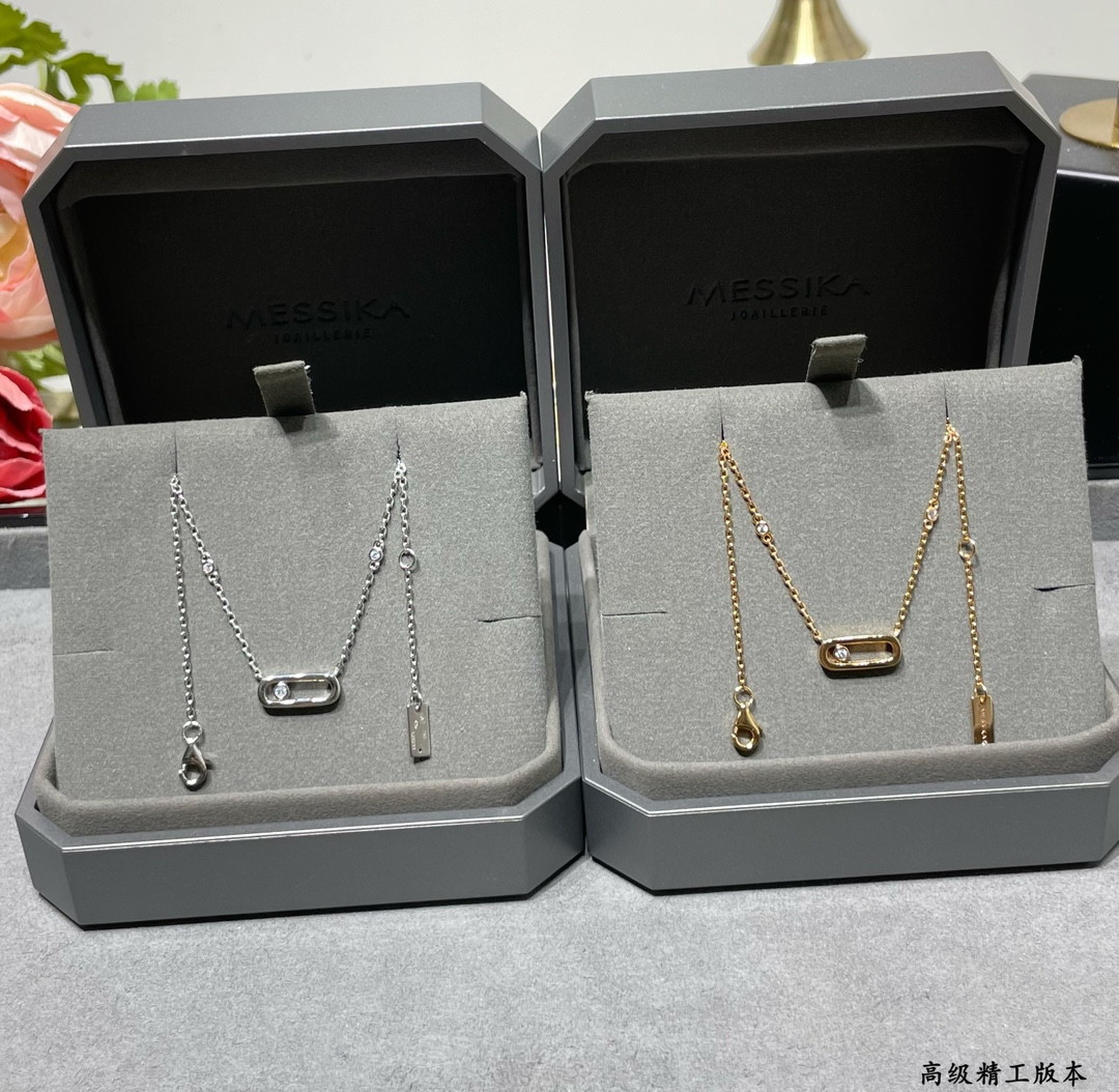 messika polished single Di*m*nd moving necklace