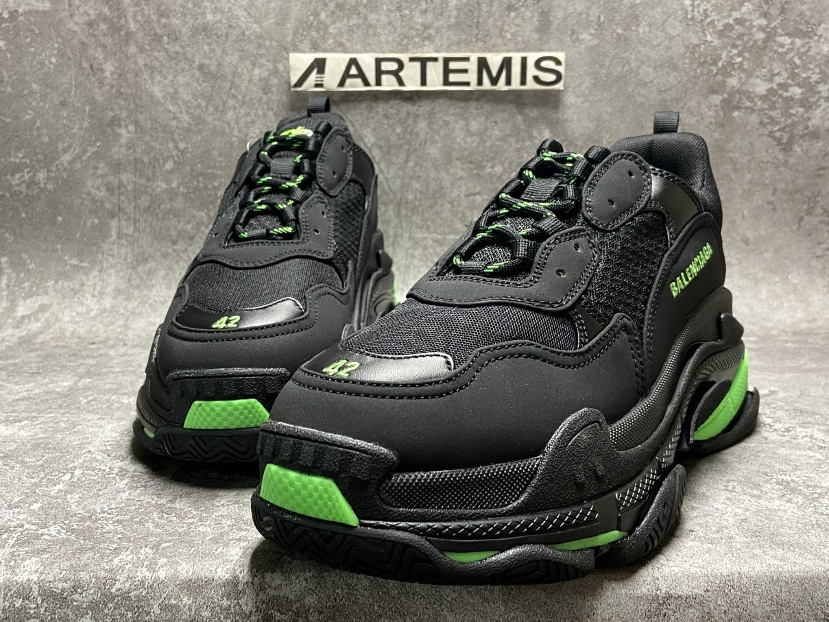 Balenciga Triple S Black and Neon Green