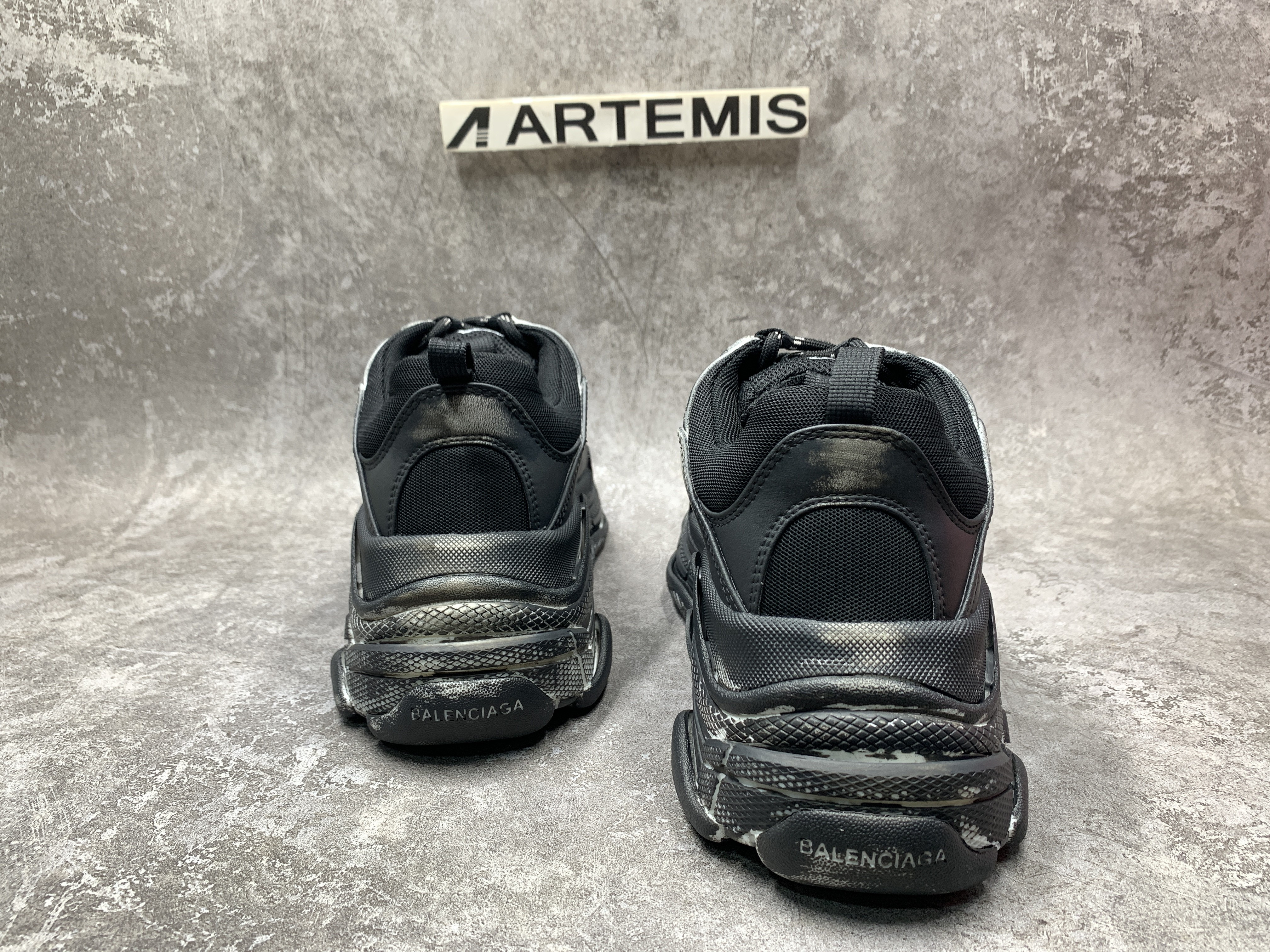 Balenciga Black Faded Triple S Sneakers