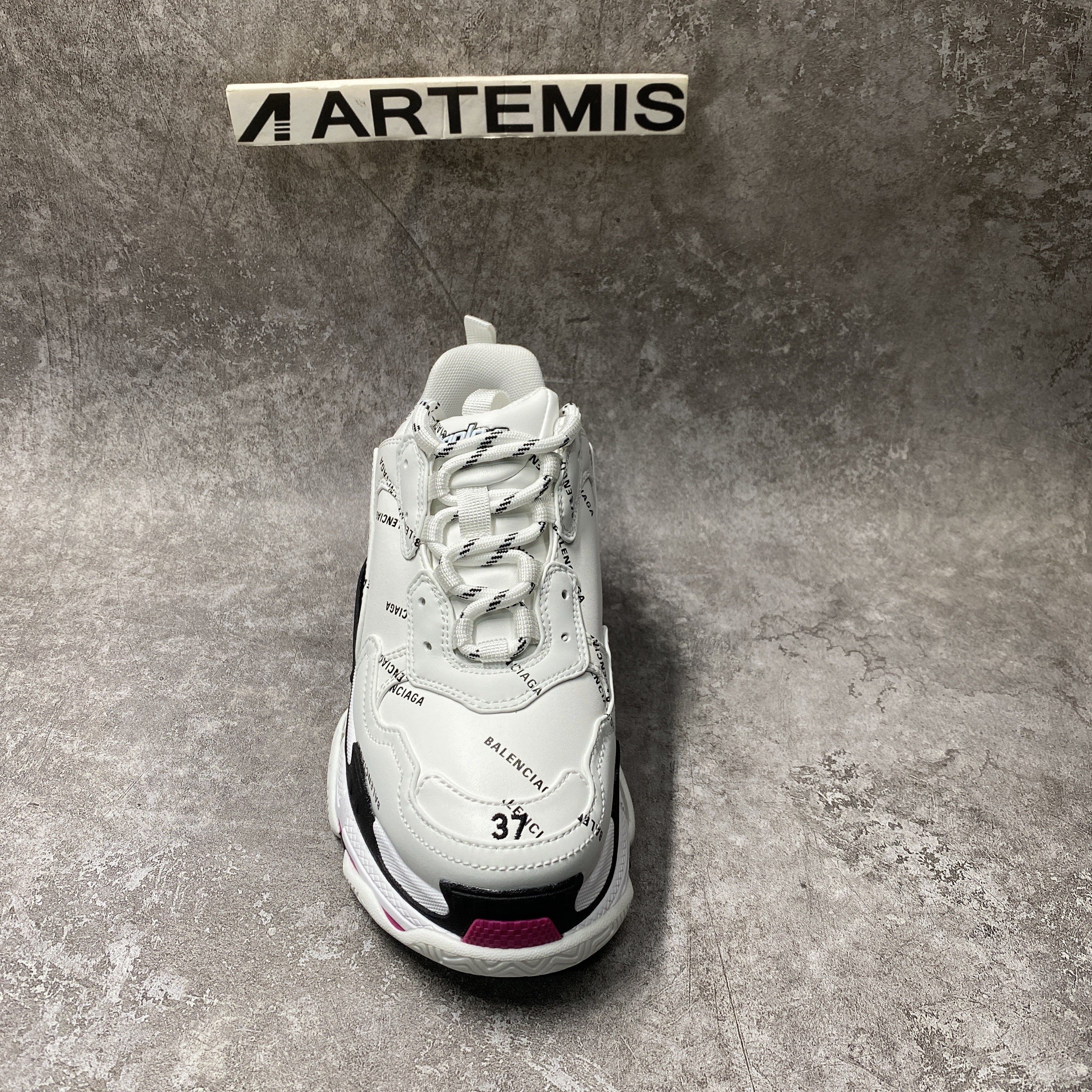 Balenciga All Over Logo Triple S Pink Black