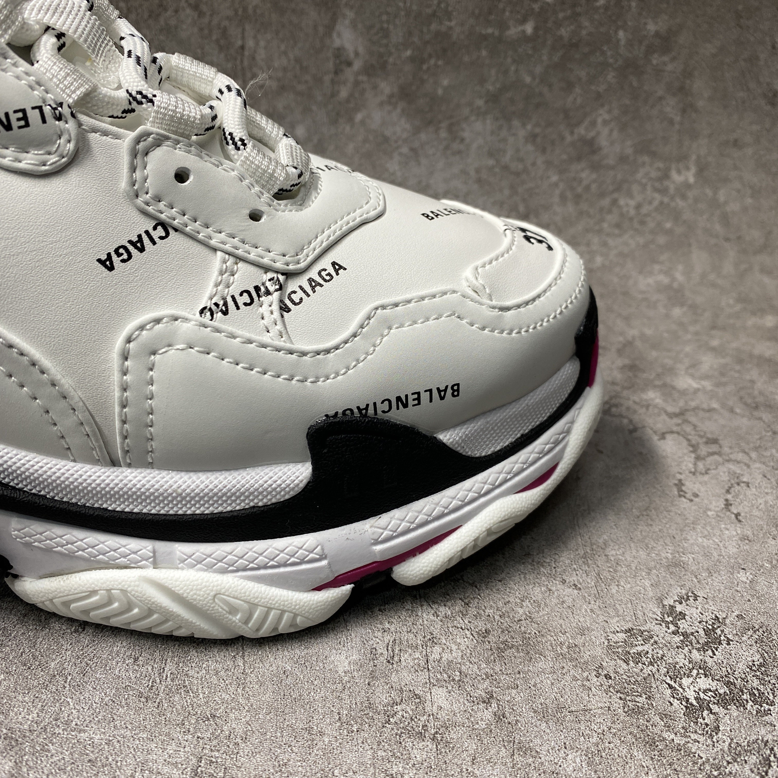 Balenciga All Over Logo Triple S Pink Black