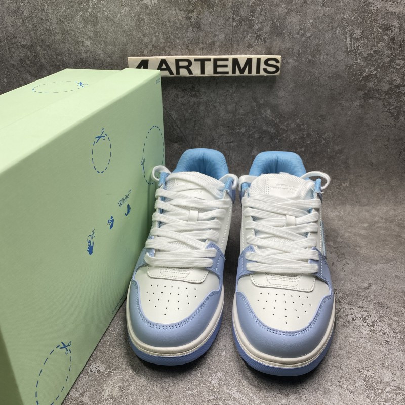 OFF-WHITE OOO Low Out Of Office Calf Leather White Light Blue