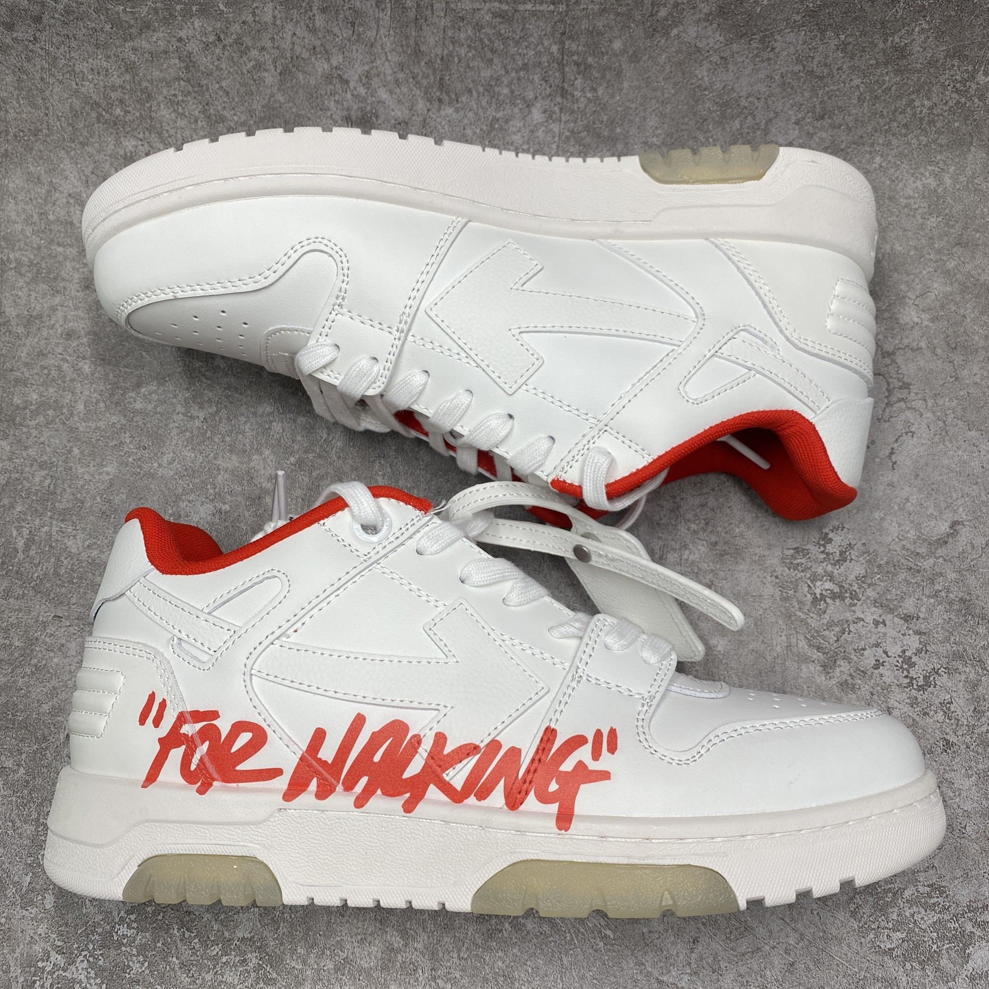 OFF-WHITE Out Of Office OOO Low Tops For Walking White White Red FW21