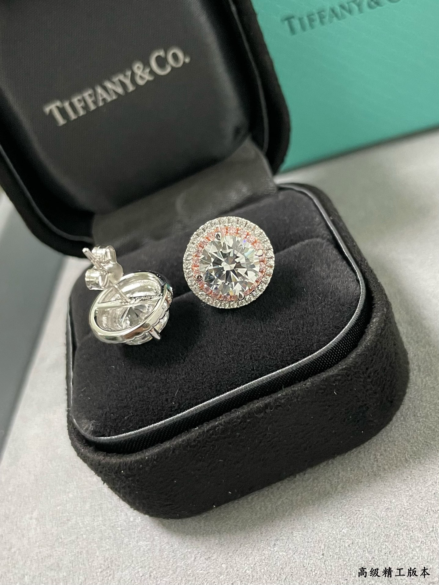 t*f*ny & co. round pink Di*m*nd stud earrings ag925