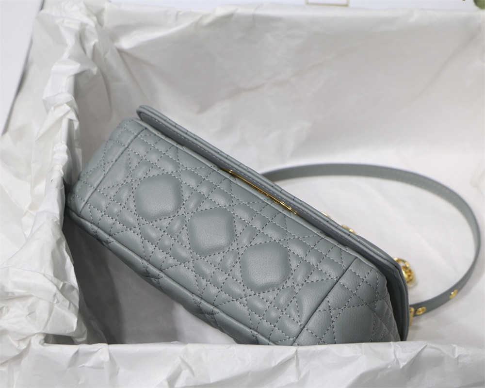 small d*or caro bag stone gray S*pple cannage calfskin 20 x 12 x 7 cm