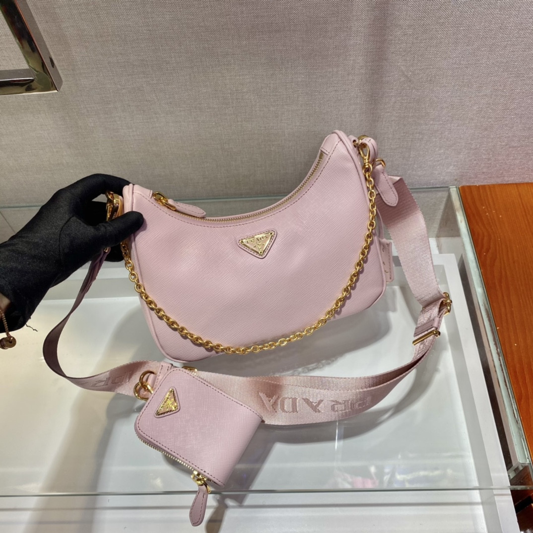 Pra*a re-edition 2005 saffiano leather bag pink