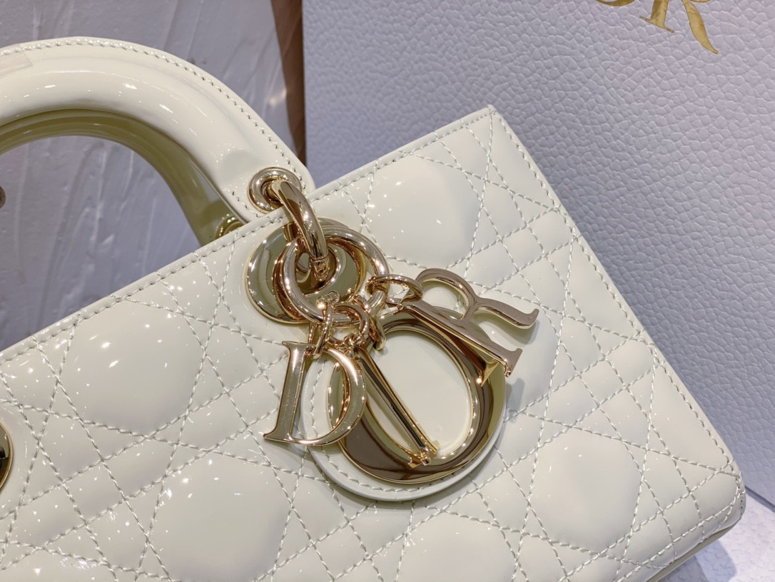 D*or small lady d-joy bag white patent