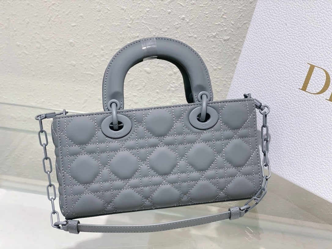 D*or small lady d-joy bag ultramatte grey cannage calfskin