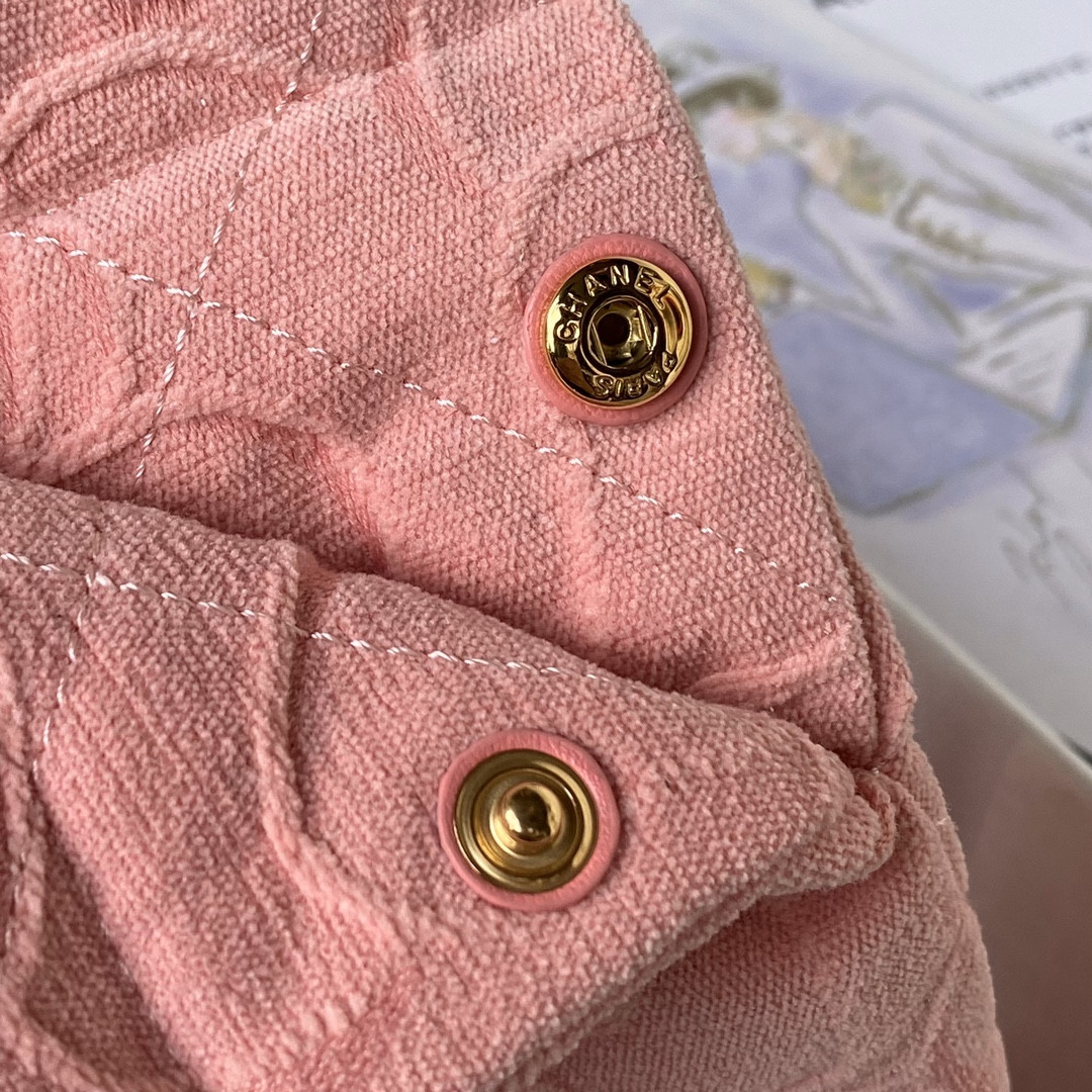 Ch*el 22 handbag velvet pink 15.2×16.4×3.1 in