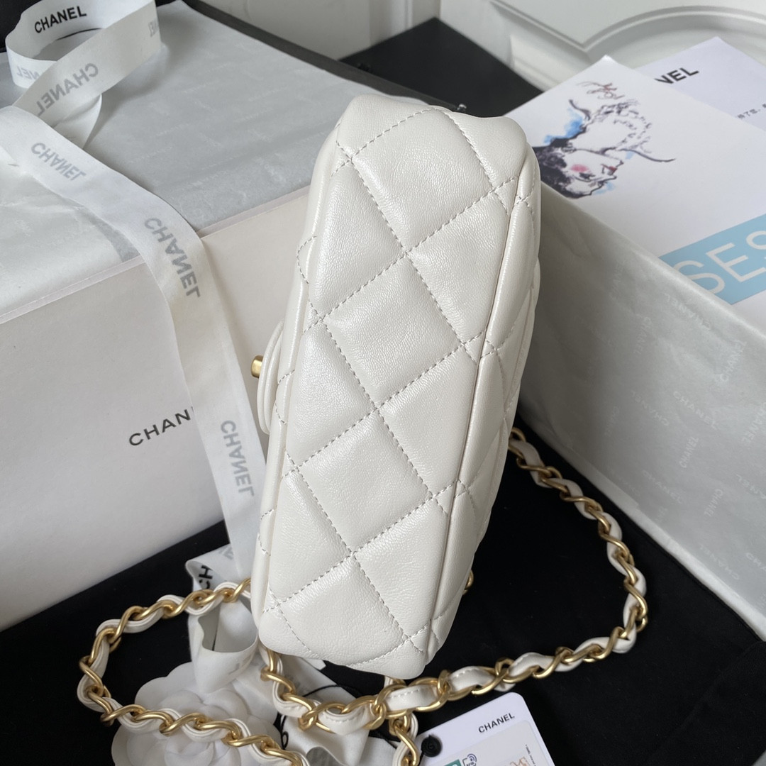 Ch*el mini flap bag white 4.7 × 7.8 × 2.3 in