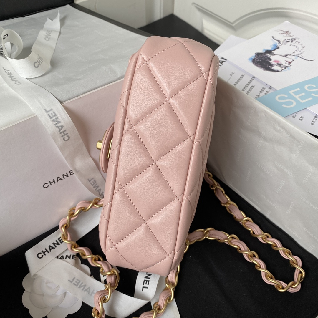 Ch*el mini flap bag pink 4.7 × 7.8 × 2.3 in